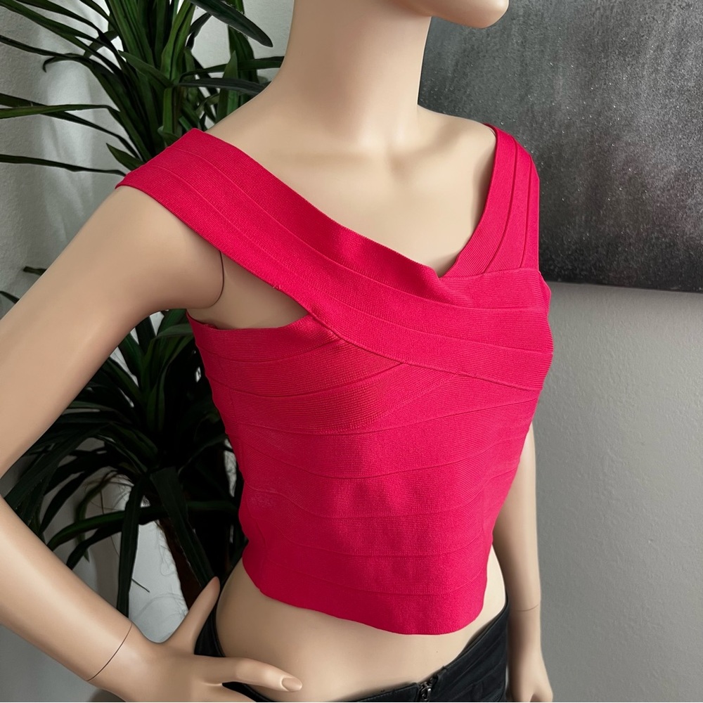 Guess Raspberry Red Bandage Crop Top